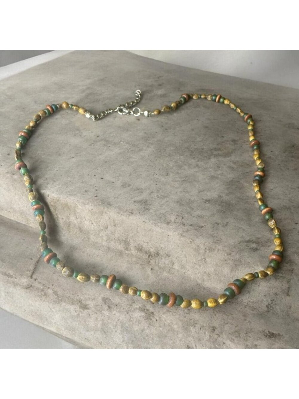 Colorful Beaded Necklace With Adjustable Chain 16 Inches Long